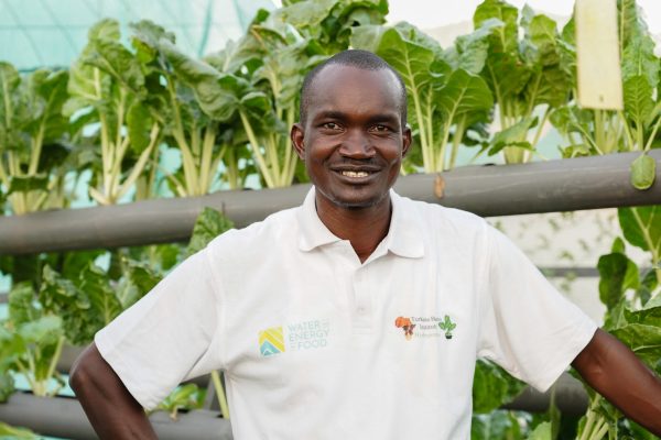 Arthur Shadrack is the hydroponics expert at TBI, experimenting with the systems and training the trainees.